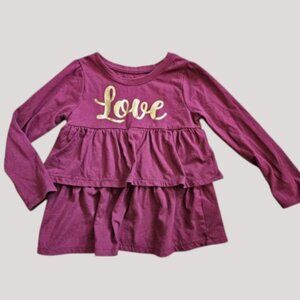 * GARANIMALS Deep Purple Ruffled LOVE Tunic Top Girls Size 3T